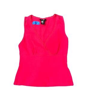 Vintage Y2K Express Tank Top Hot Pink McBling Glam Lace Women's Size Medium